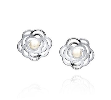 Ohrstecker Perle rhodiniert